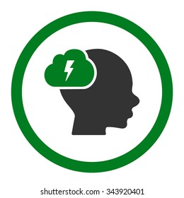 Brainstorm vector icon. Style is bicolor flat rounded symbol, green and gray colors, rounded angles, white background.