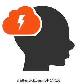 Brainstorm vector icon. Style is bicolor flat symbol, orange and gray colors, rounded angles, white background.