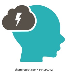 Brainstorm vector icon. Style is bicolor flat symbol, grey and cyan colors, rounded angles, white background.