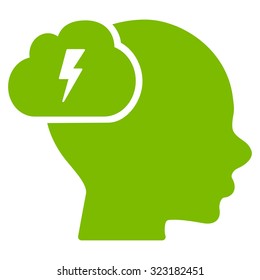 Brainstorm vector icon. Style is flat symbol, eco green color, rounded angles, white background.