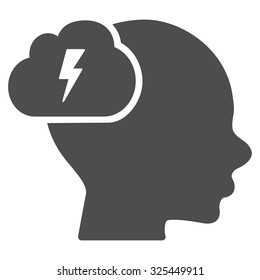 Brainstorm Vector Icon. Style Is Flat Symbol, Gray Color, Rounded Angles, White Background.