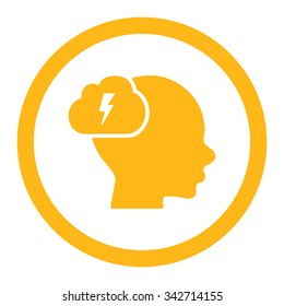 Brainstorm vector icon. Style is flat rounded symbol, yellow color, rounded angles, white background.