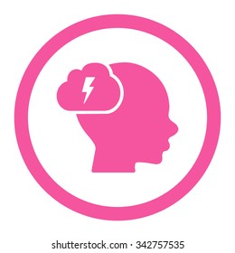 Brainstorm vector icon. Style is flat rounded symbol, pink color, rounded angles, white background.
