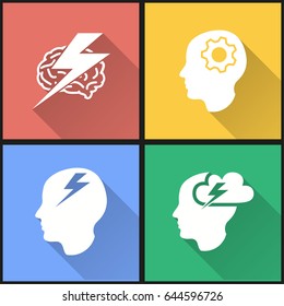 Brainstorm vector icons set. Illustration isolated for graphic and web design.