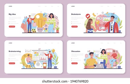 Brainstorm web banner or landing page set. New idea generation