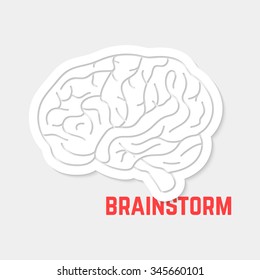 brainstorm with white outline brain icon. concept of neurology, creation, intellectual, psychology, motivation. isolated on gray background. flat style trend modern logo design vector illustration
