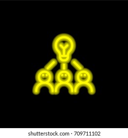 Brainstorm yellow glowing neon ui ux icon. Glowing sign logo vector