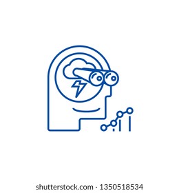 Brainstorm,forecast,vision line icon concept. Brainstorm,forecast,vision flat  vector symbol, sign, outline illustration.