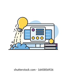 Brainstormin icon with line filled style. Modern infographic vector logo pictogram collection concept.
