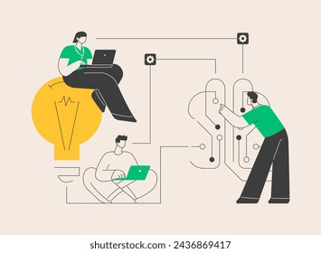Brainstorming abstract concept vector illustration. Teamwork, brainstorming tools, idea management, creative team, working process, finding solution, startup collaboration abstract metaphor.