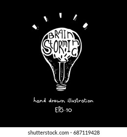 Brainstorming and birth of idea concept hand drawn element for design