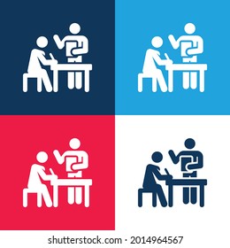 Brainstorming in Blau und Rot, vier Farben minimaler Icon Set