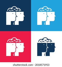 Brainstorming blue and red four color minimal icon set