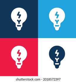 Brainstorming azul y rojo cuatro colores conjunto de iconos mínimo