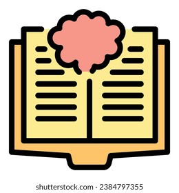 Brainstorming book icon outline vector. Online character. Online course color flat