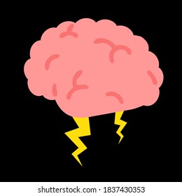 Brainstorming. Brain with thunderbolts. Concept. Vector. 