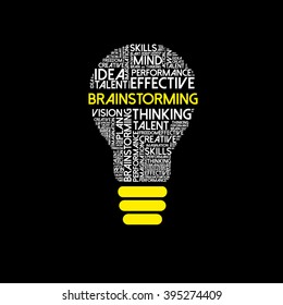 Brainstorming bulb word cloud, education concept