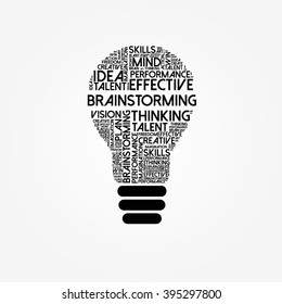 Brainstorming bulb word cloud, education concept