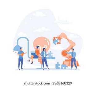  brainstorming, business concept for teamwork, finding new solutions, flat vector modern illustration