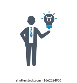 Brainstorming, business idea, light bulb icon (vector illustration)