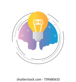 Brainstorming, business project startup gradient color vector illustration design. Business startup launch icon design for web banners and apps