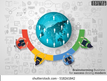 Brainstorming Business for success desing modern Idea and Concept Vector illustration with Earth,icons.
