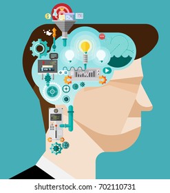 Brainstorming businessman create idea vector