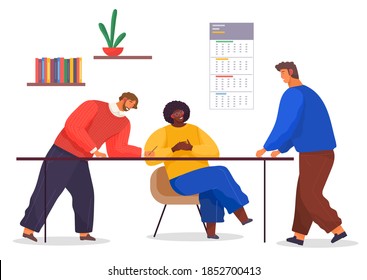 Brainstorming, colleagues discussing work project, plan, startup, business meeting, group of workers, designers, working in team, teamwork process, partners at conference, employers in office