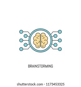 Brainstorming colorful line icon. Simple Icon illustration. Brainstorming Line Icon Useful For Web, Mobile, Software & Apps. Eps-10.