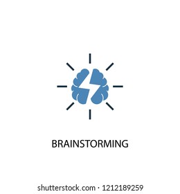brainstorming concept 2 colored icon. Simple blue element illustration. brainstorming concept symbol design. Can be used for web and mobile UI/UX