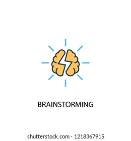 brainstorming concept 2 colored line icon. Simple yellow and blue element illustration. brainstorming concept outline symbol design