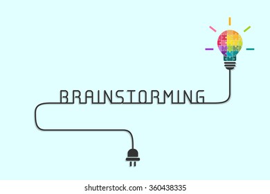 Brainstorming concept with lightbulb made of puzzle pieces