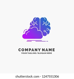 brainstorming, creative, idea, innovation, inspiration Purple Business Logo Template. Place for Tagline.