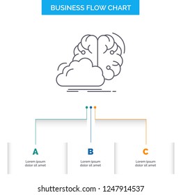 brainstorming, creative, idea, innovation, inspiration Business Flow Chart Design with 3 Steps. Line Icon For Presentation Background Template Place for text