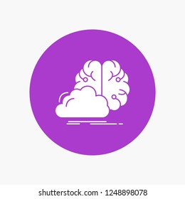 brainstorming, creative, idea, innovation, inspiration White Glyph Icon in Circle. Vector Button illustration