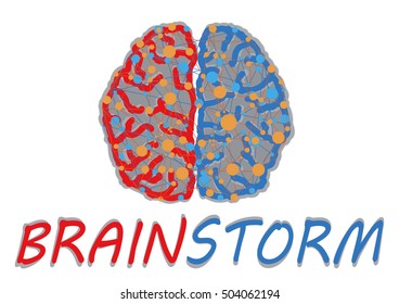 Brainstorming creative idea.Design over white background.Brain icon, vector illustration. Flat design style.