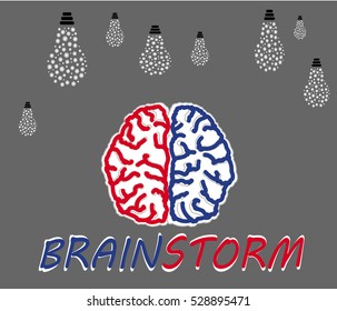 Brainstorming creative idea.Design over white background.Brain icon, vector illustration. Flat design style.