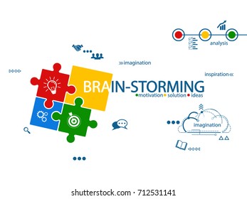 Brainstorming creative puzzle concept vector illustration 