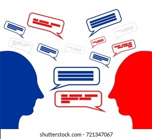 Brainstorming. Discussion. Debate. Giving argument. Communication concept..