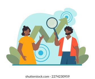 Lluvia de ideas o discusión. Nueva generación de ideas en una cooperación de equipo. Conferencias de negocios o debates de reuniones para el desarrollo y éxito de proyectos. Ilustración vectorial plana