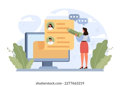 Brainstorming or discussion. New idea generation in a team cooperation. Business conference or meeting debates for project development and success. Flat vector illustration