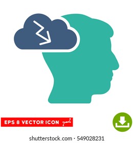 Brainstorming EPS vector pictograph. Illustration style is flat iconic bicolor cobalt and cyan symbol on white background.