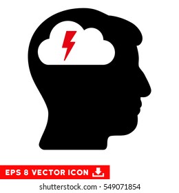 Brainstorming EPS vector pictograph. Illustration style is flat iconic bicolor intensive red and black symbol on white background.