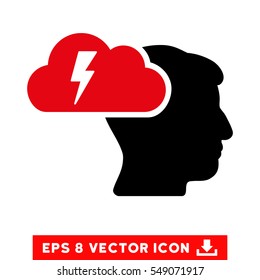 Brainstorming EPS vector pictograph. Illustration style is flat iconic bicolor intensive red and black symbol on white background.