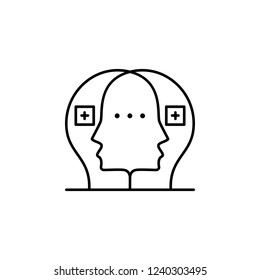 brainstorming, face, idea icon. Element of growth hacking icon. Thin line icon for website design and development, app development. Premium icon