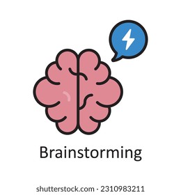 Brainstorming Filled Outline Icon Design illustration. Art and Crafts Symbol on White background EPS 10 File