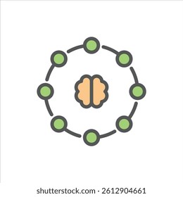 brainstorming filled outline icon. thinking color line illustration.
