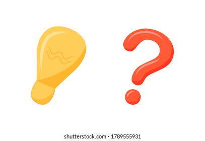 Brainstorming flat color vector object set. Light bulb for creative mind. Question mark for problem. Briefing for idea isolated cartoon illustration for web graphic design and animation collection