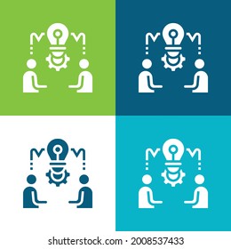Brainstorming Flat four color minimal icon set