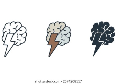 brainstorming flat icons  symbol line elements for infographic web
